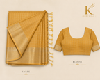 Premium Mustard Yellow Tisu Organza Silk Saree with Rich Zari Checked Weaving