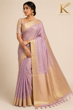 Premium Lavender Tisu Organza Silk Saree with Rich Zari Border