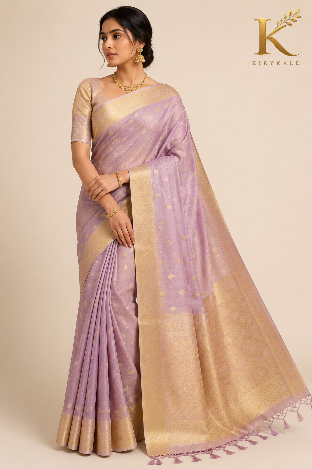 Premium Lavender Tisu Organza Silk Saree with Rich Zari Border