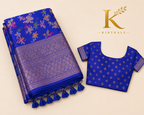 Premium Banaras Soft Silk Saree – Royal Blue Floral Zari Weaving with Designer Blouse