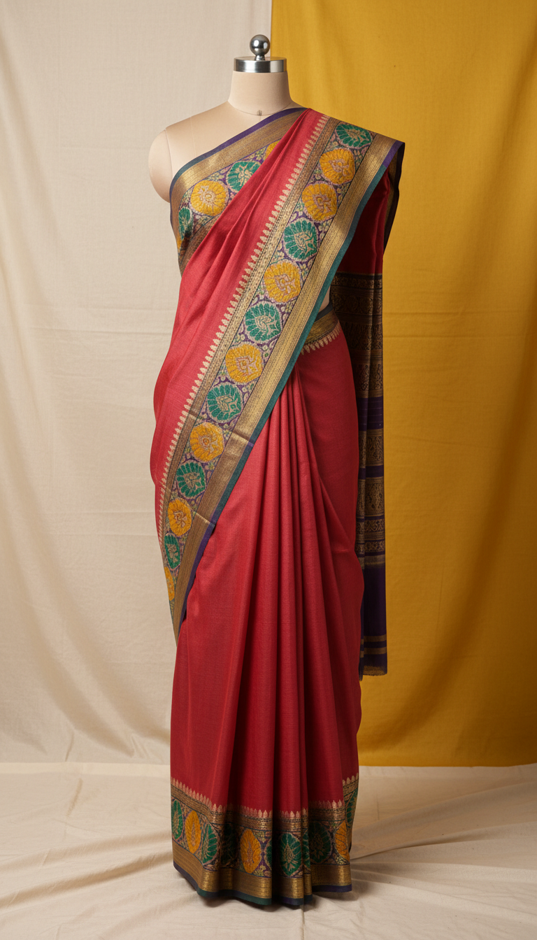 Handloom cotton saree with ornate border