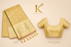 Premium Tisu Organza Silk Saree – Golden Beige Wedding Wear Saree
