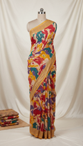 Contemporary printed georgette with abstract motifs