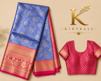 Premium Dharmavaram Silk Saree – Royal Blue with Floral Brocade Zari Weaving