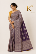 Premium Mushroom Pure Georgette Saree – Elegant Floral Zari Butta with Designer Border
