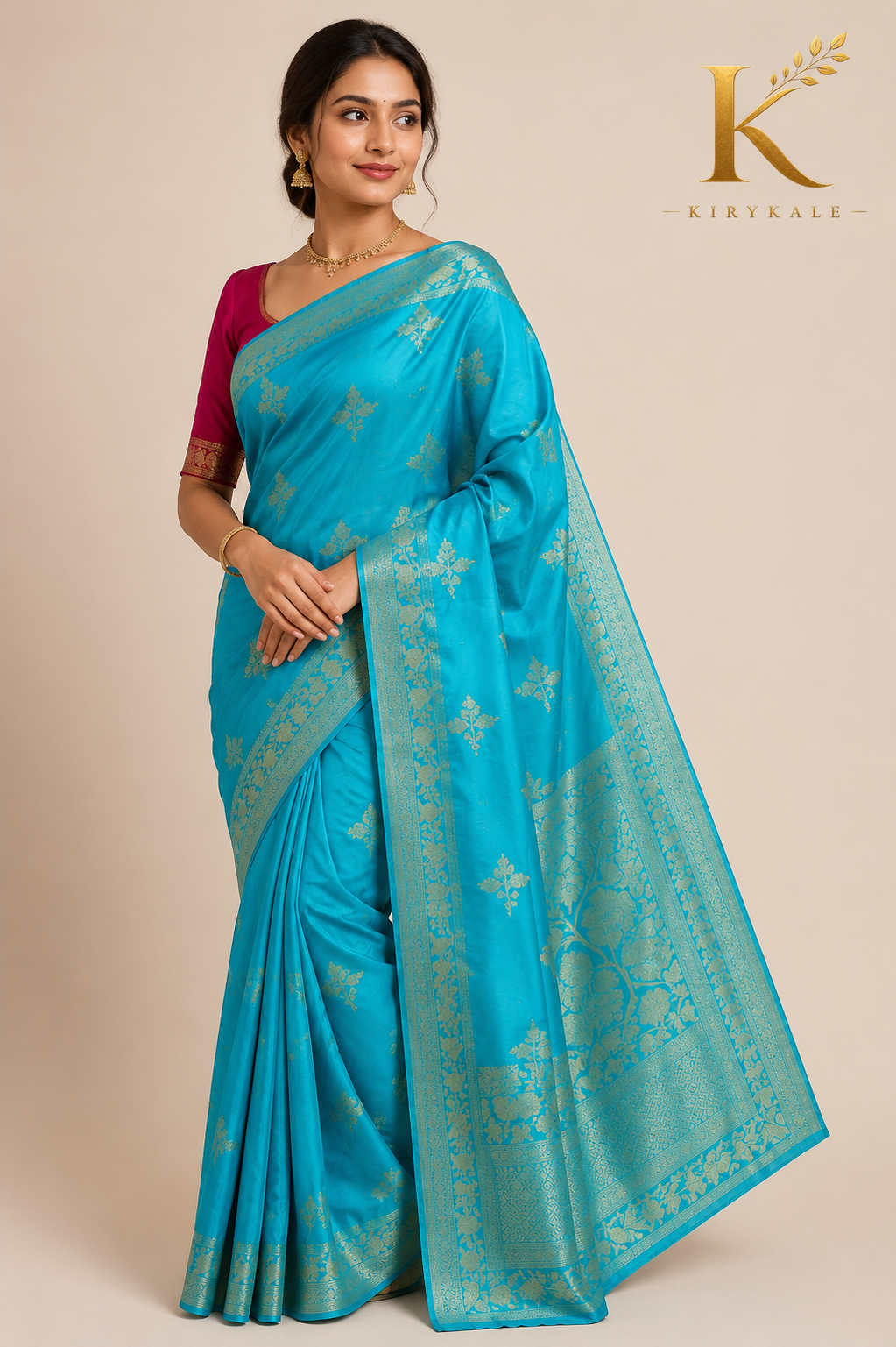 Premium Mushroom Pure Georgette Woven Designer Saree with Contrast Blouse | Turquoise Blue
