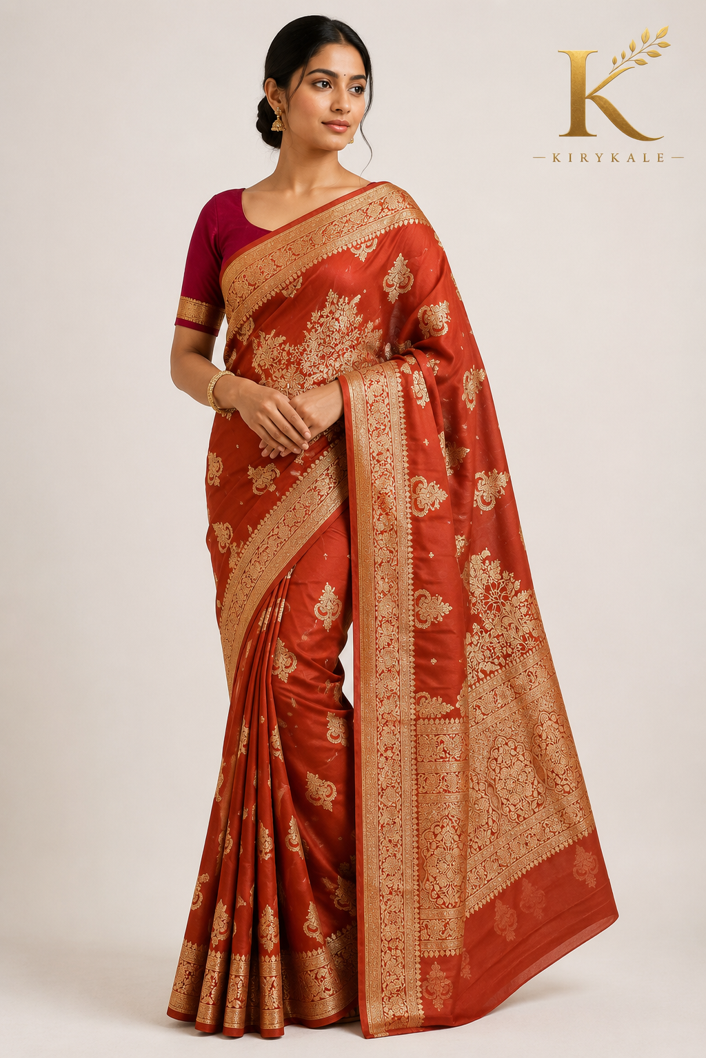 Premium Mushroom Pure Georgette Saree with Rich Woven Zari Border & Contrast Blouse