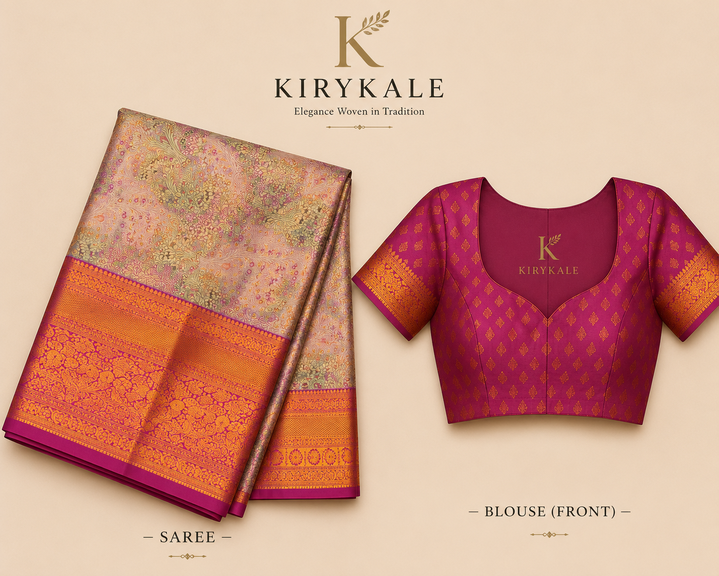 Premium Kanchi Pattu Meenakari Silk Saree with Pastel Lavender Floral Weaving & Antique Gold Zari Border
