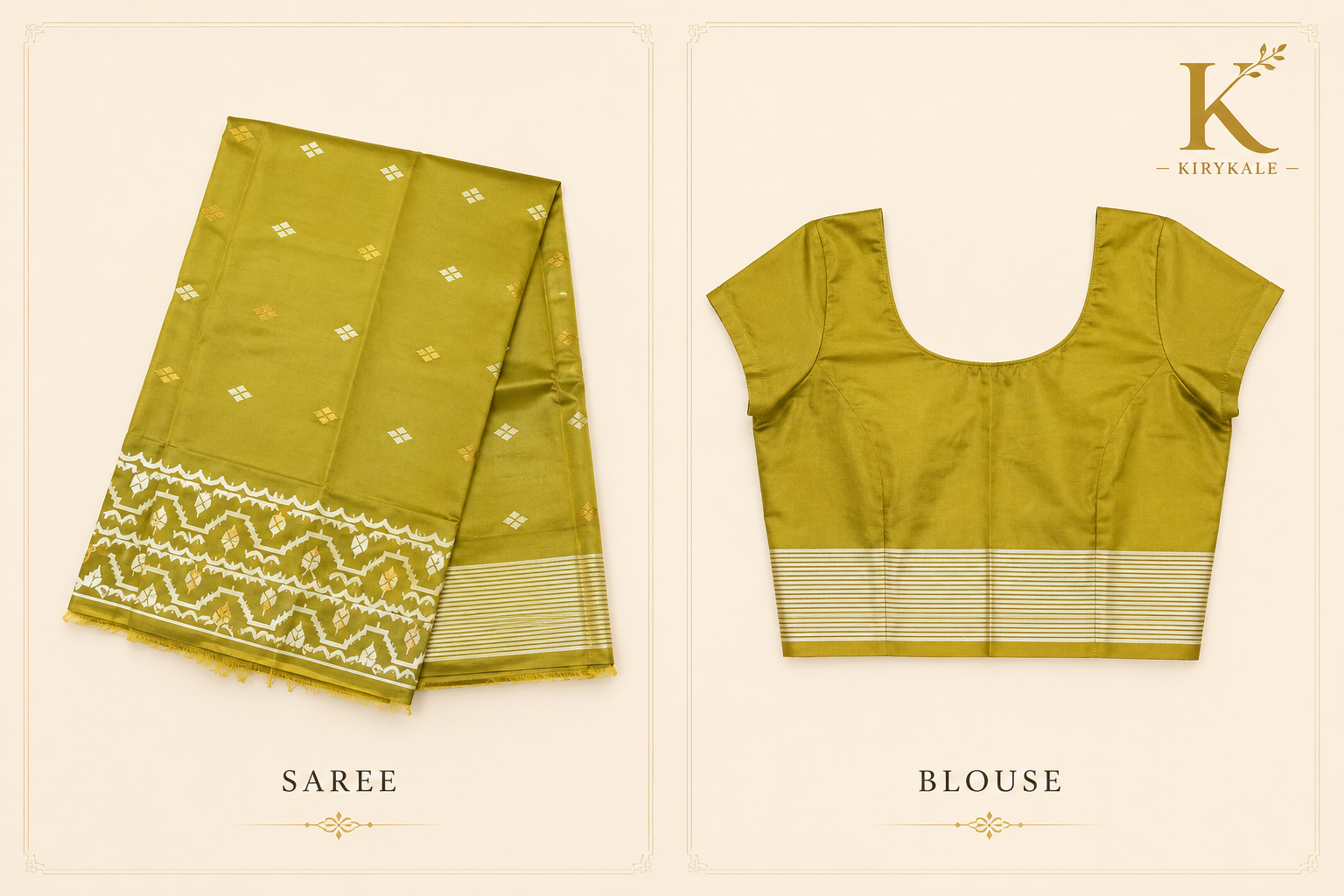 Premium Arani Pattu Silk Saree – Olive Green with Traditional Woven Border