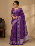 Premium Arani Pattu Silk Saree – Royal Purple with Traditional Woven Border