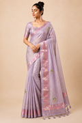 Premium Organza Silk Saree with Real Stone Work – Lavender Designer Saree
