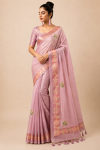 Premium Organza Silk Saree with Real Stone Work – Baby Pink Designer Saree