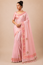 Premium Organza Silk Saree with Real Stone Work – Blush Pink Designer Saree