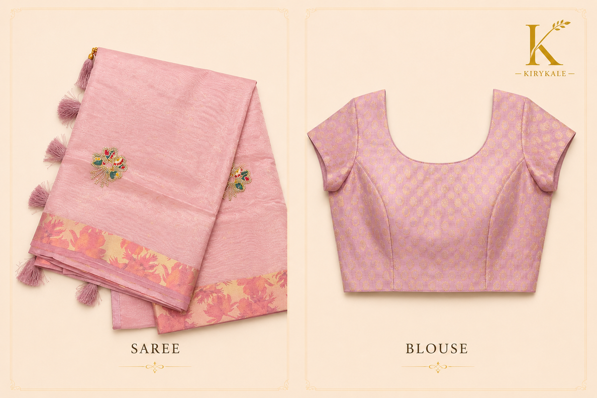 Premium Organza Silk Saree with Real Stone Work – Baby Pink Designer Saree