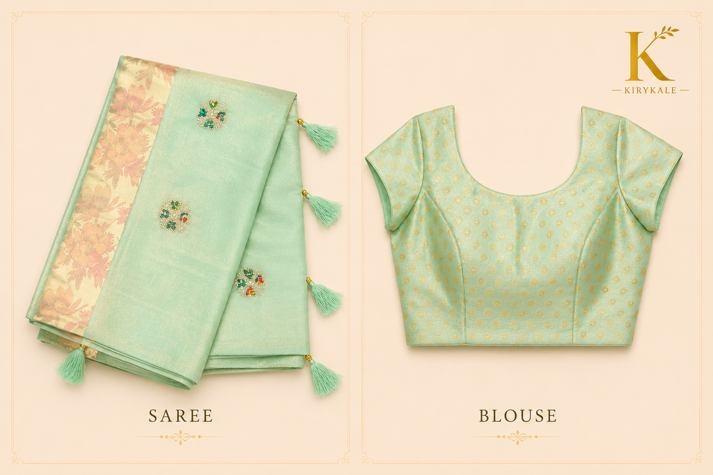 Premium Organza Silk Saree with Real Stone Work – Mint Green Designer Saree