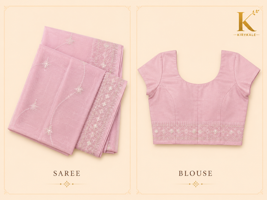 Premium Designer Catalog Work Saree – Baby Pink Embroidered Party Wear Saree