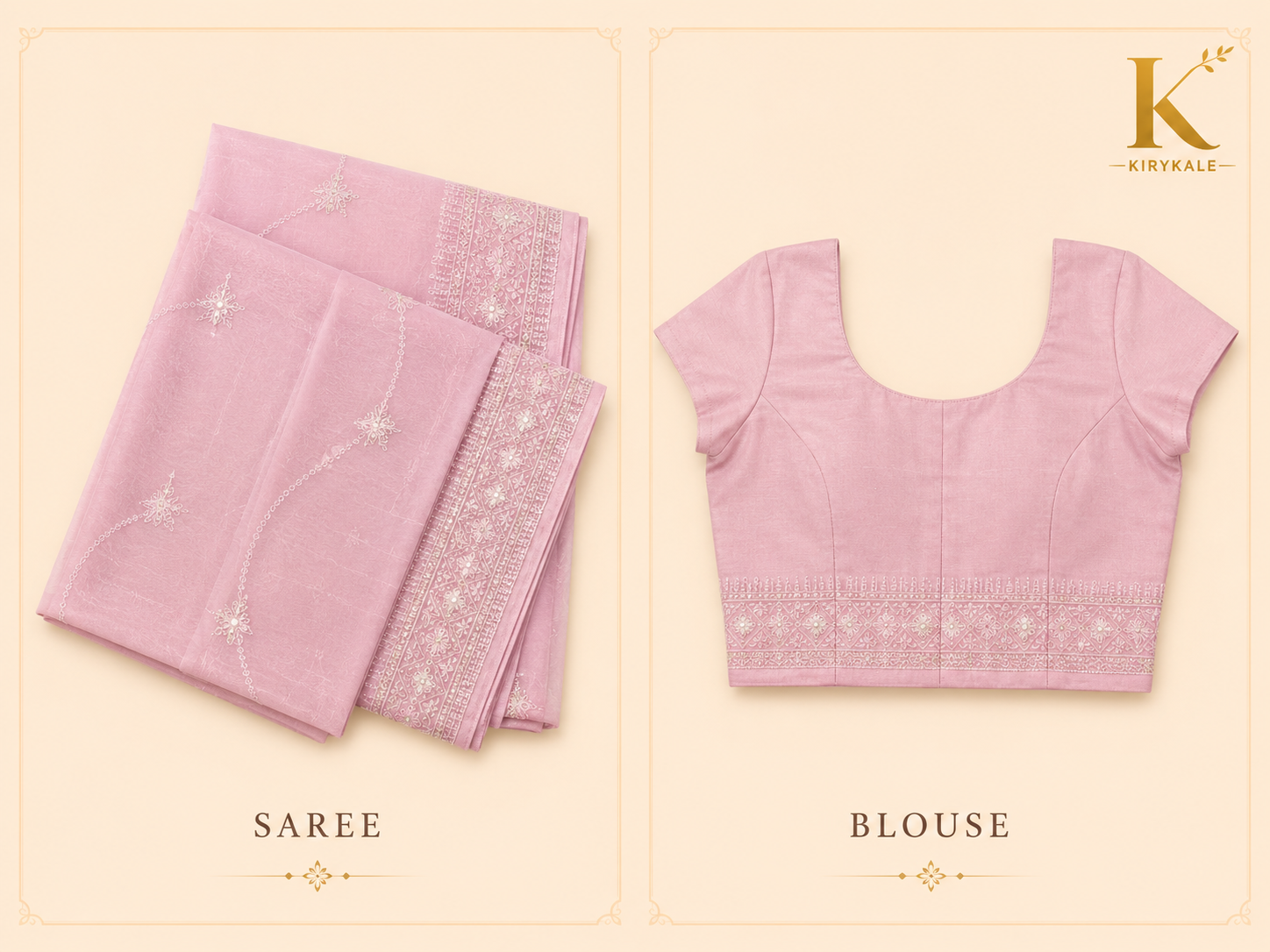 Premium Designer Catalog Work Saree – Baby Pink Embroidered Party Wear Saree