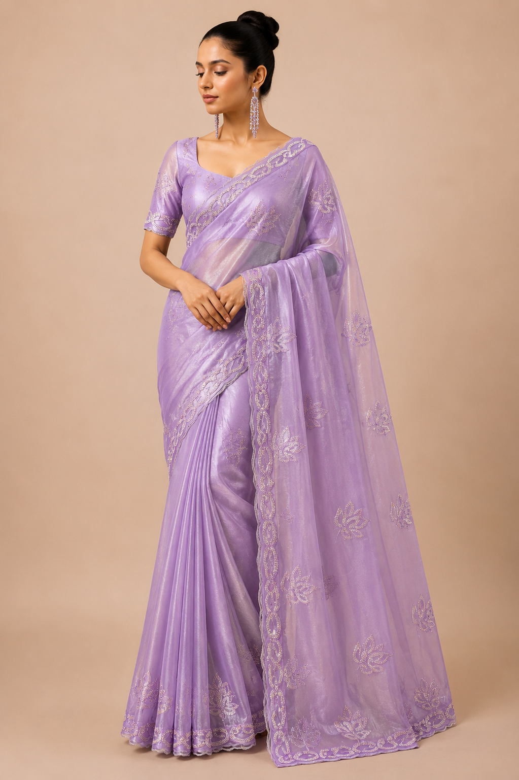 Premium Designer Catalog Work Saree – Lavender Purple Party Wear Saree