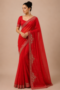 Premium Designer Catalog Work Saree – Ruby Red Party Wear Saree