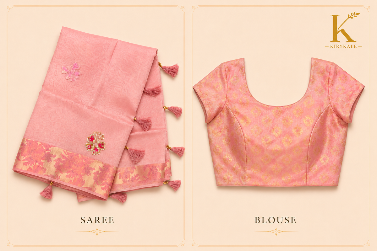 Premium Organza Silk Saree with Real Stone Work – Blush Pink Designer Saree