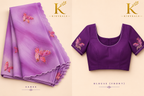 Premium Lavender Mango Georgette Saree with Butterfly Print & Designer Blouse