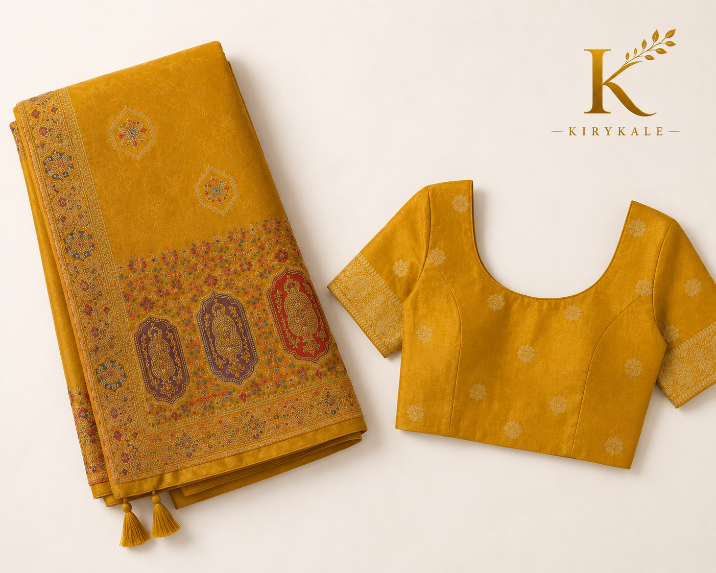 Premium Pure Chiniya Organza Jacquard Saree – Mustard Yellow Stone Work with Designer Blouse