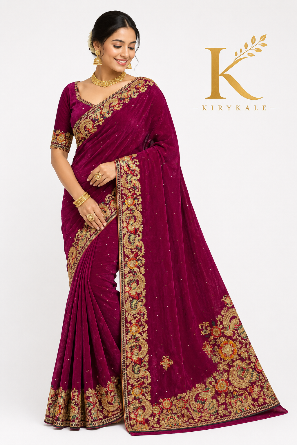 Premium Wine Chiniya Spay Crush Saree – Imported Designer Work with Matching Blouse
