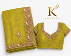 Premium Mehendi Green Mango Silk Saree – Imported Computer Thread Work Bird Design with Designer Blouse