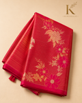 Premium Chiniya Georgette Pattu Saree – Rani Pink Floral Zari Weaving with Matching Blouse