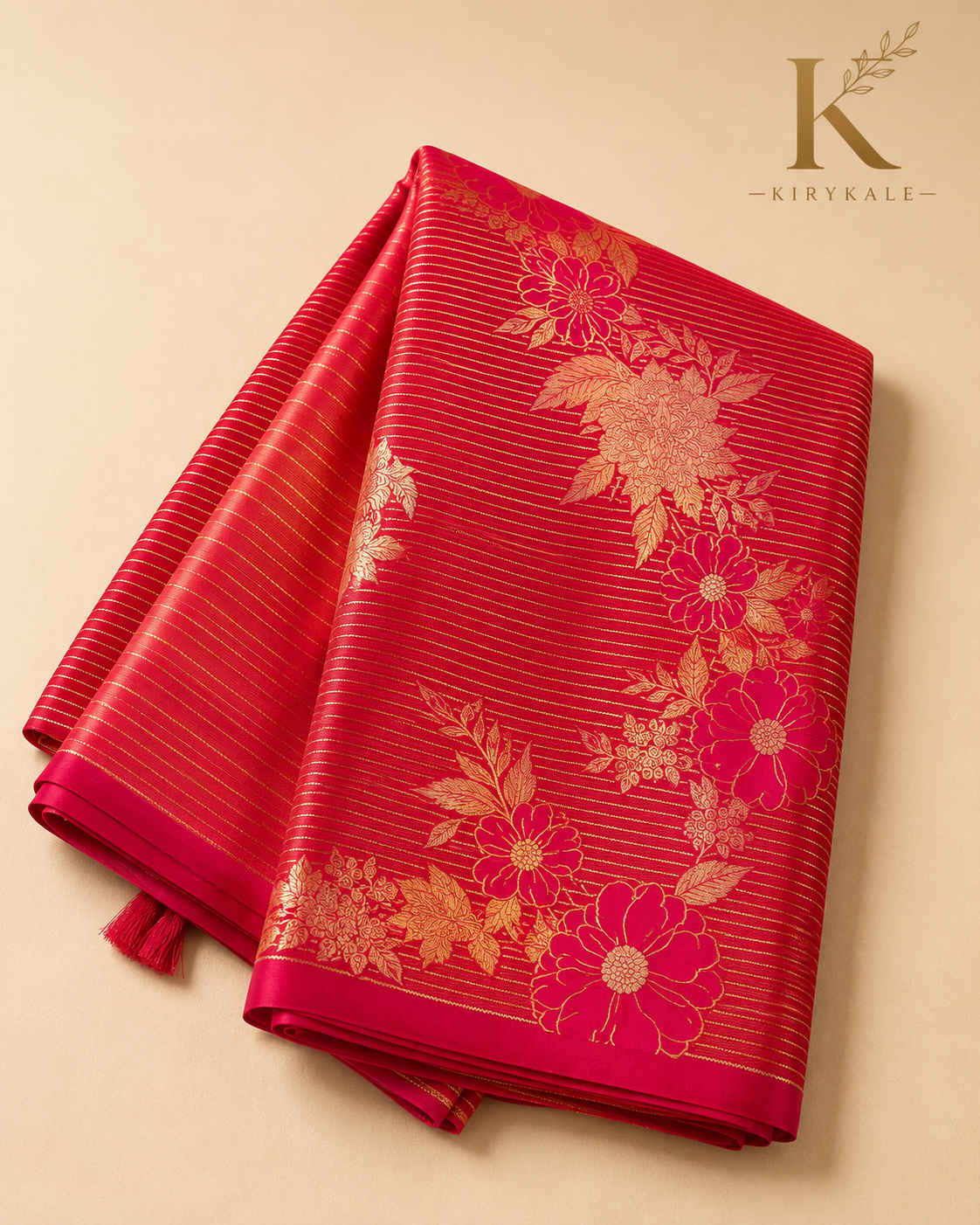 Premium Chiniya Georgette Pattu Saree – Rani Pink Floral Zari Weaving with Matching Blouse