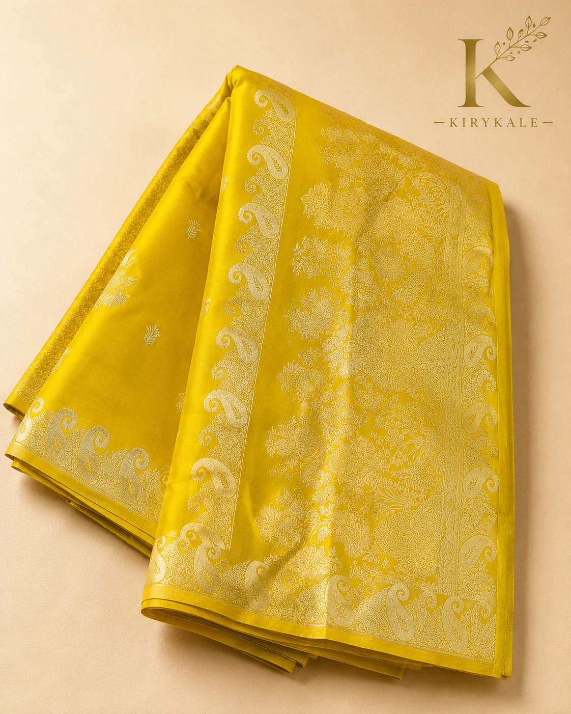 Premium Chiniya Georgette Pattu Saree – Mustard Yellow Silver Zari Floral Weaving with Matching Blouse