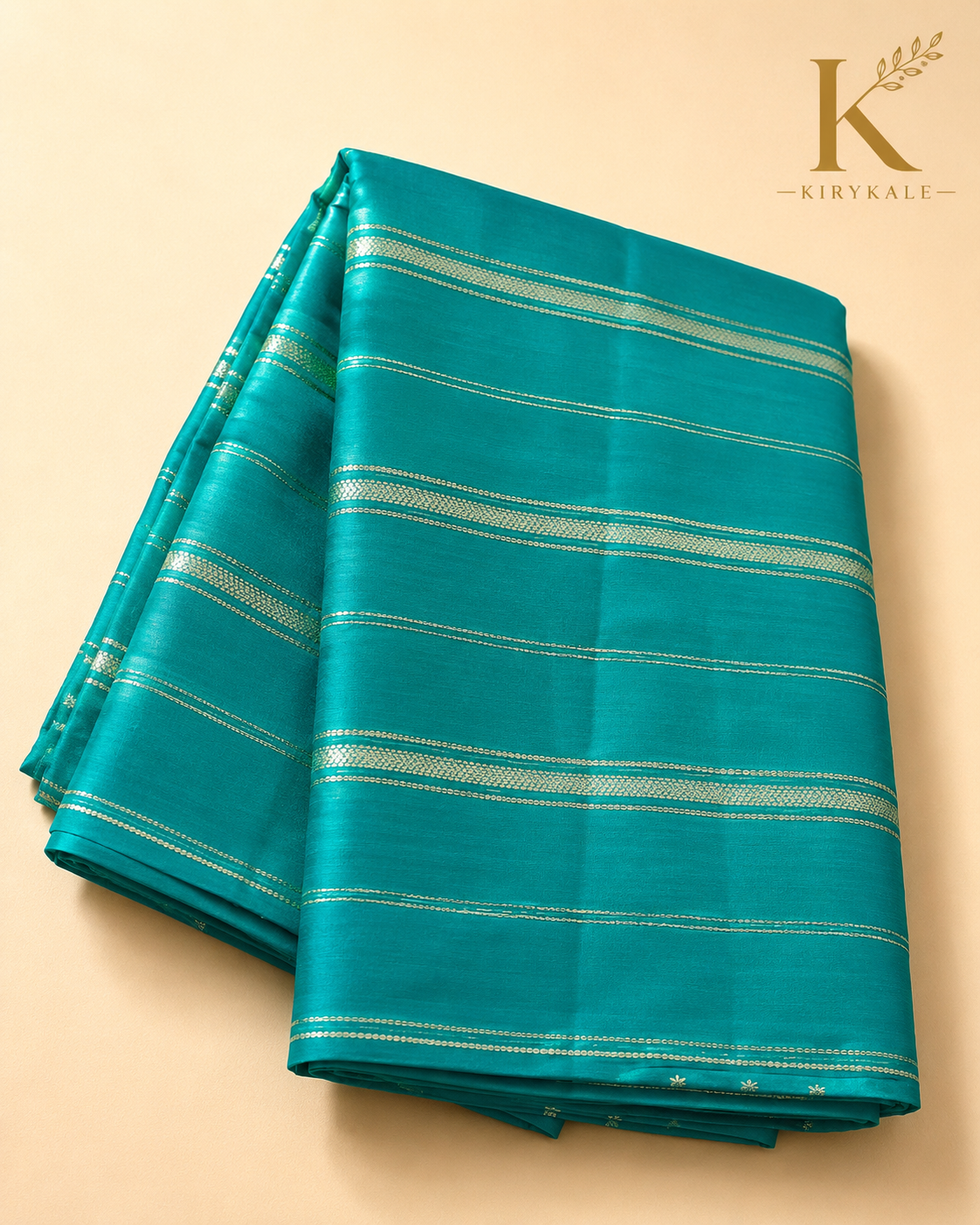 Premium Chiniya Georgette Pattu Saree – Peacock Blue Silver Zari Stripe Weaving with Matching Blouse