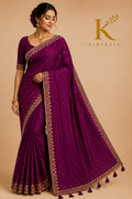 Premium Devipadu Real Stone Work Saree – Royal Purple with Full Stone Work Designer Blouse