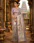 Premium Meenakari  Kanchi Pattu Saree – Lavender Gold Zari Weaving