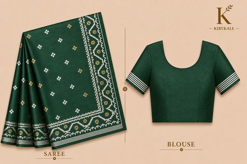 Premium Arani Pattu Silk Saree – Bottle Green with Traditional Woven Border