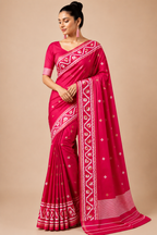 Premium Arani Pattu Silk Saree – Rani Pink with Traditional Woven Border