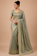 Premium Designer Catalog Work Saree – Olive Green Party Wear Saree