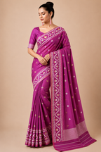 Premium Arani Pattu Silk Saree – Magenta Pink with Traditional Woven Border