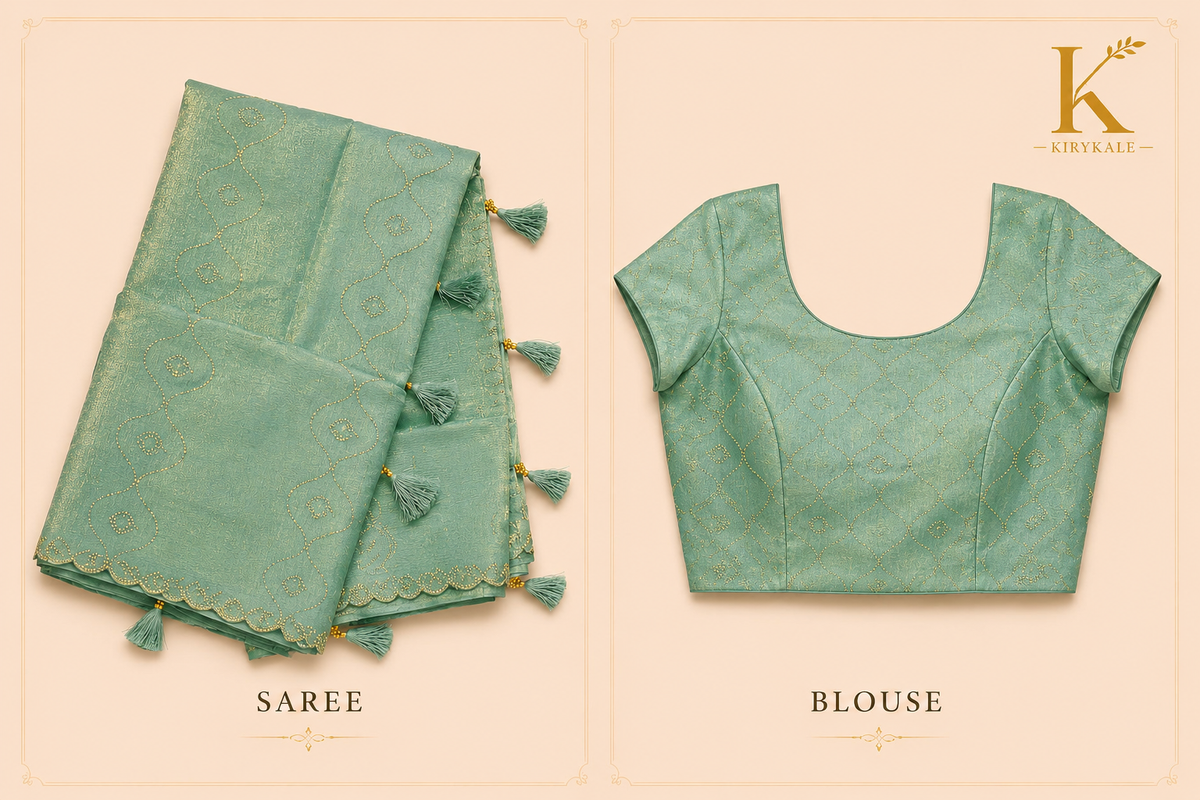 Premium Designer Catalog Work Saree – Sea Green Party Wear Saree