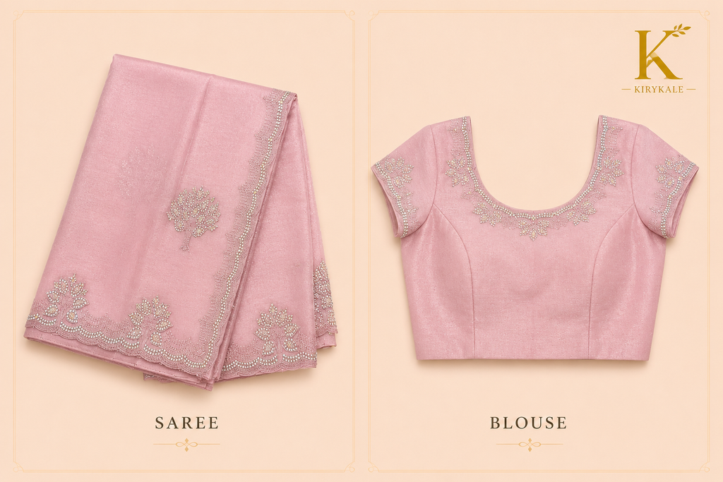 Premium Designer Catalog Work Saree – Baby Pink Party Wear Saree