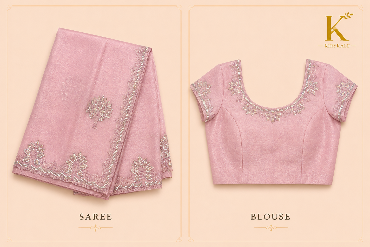 Premium Designer Catalog Work Saree – Baby Pink Party Wear Saree