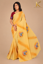 Premium Sunshine Yellow Mango Georgette Saree with Butterfly Print & Designer Blouse