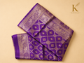 Premium Royal Purple Banaras Silk Saree – Rich Antique Gold Zari Floral Brocade Weaving with Grand Designer Border