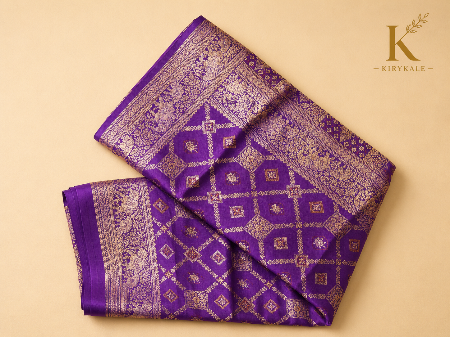 Premium Royal Purple Banaras Silk Saree – Rich Antique Gold Zari Floral Brocade Weaving with Grand Designer Border