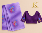 Premium Lavender Mango Georgette Saree with Butterfly Print & Designer Blouse